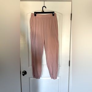 Women’s Casual Sweatpants, Blush Pink, Size Extra Large/XL, Thin, Cuffed, Baggy
